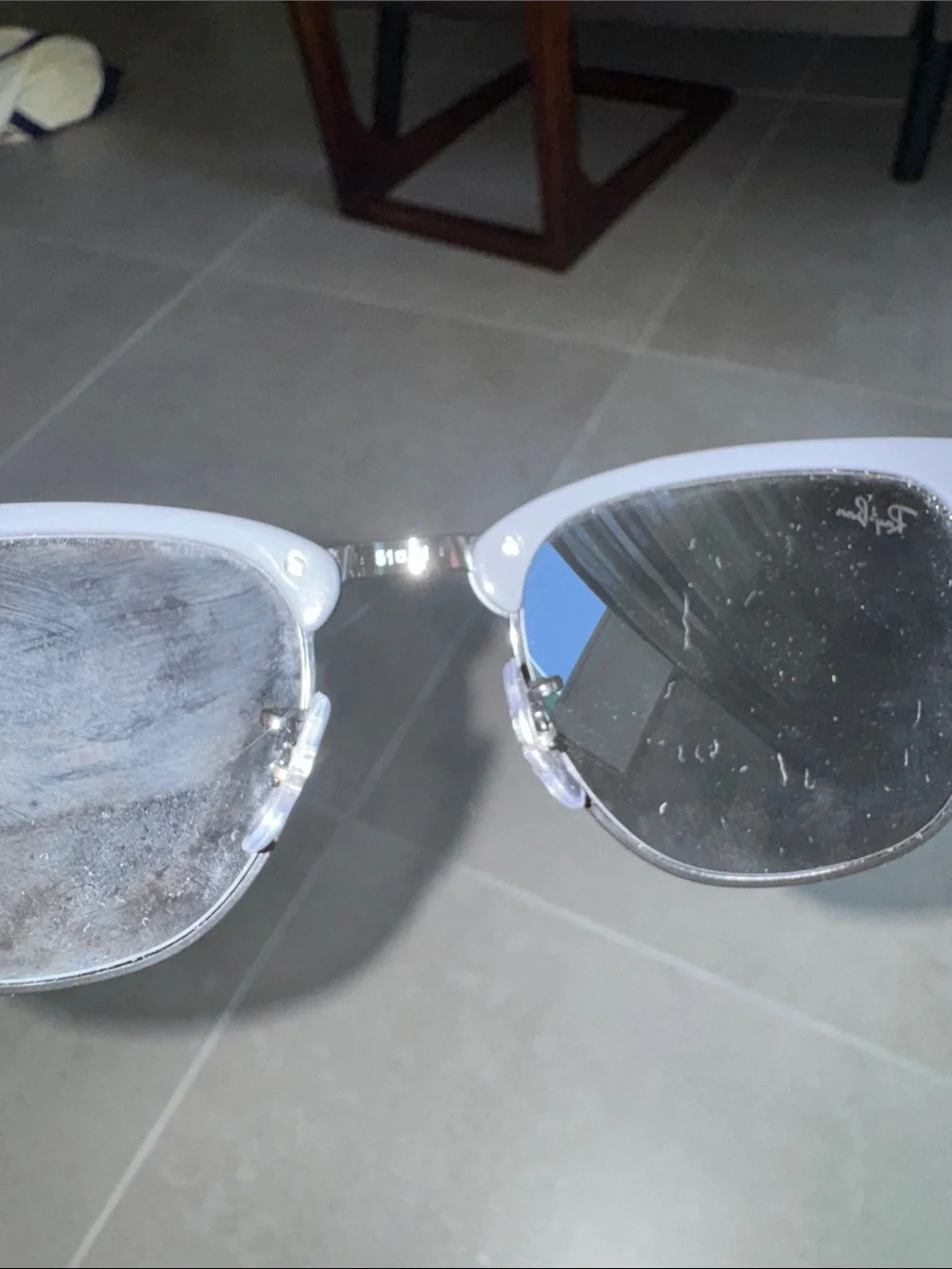 Ray-Ban Clubmaster Sunglasses in Light Gray with Black Lenses